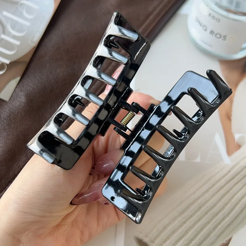 Square Leopard Print Gripper Hair Claw Women Temperament Shark Clip Crab Makeup Party Accessories Hairpin