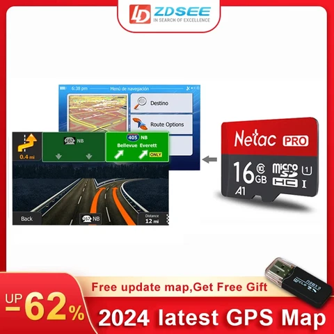 Новинка 2024, карты micro SD с GPS, 32 ГБ для системы windows/Android, бесплатное обновление для GPS-навигации, Европа/Россия/Испания/Франция