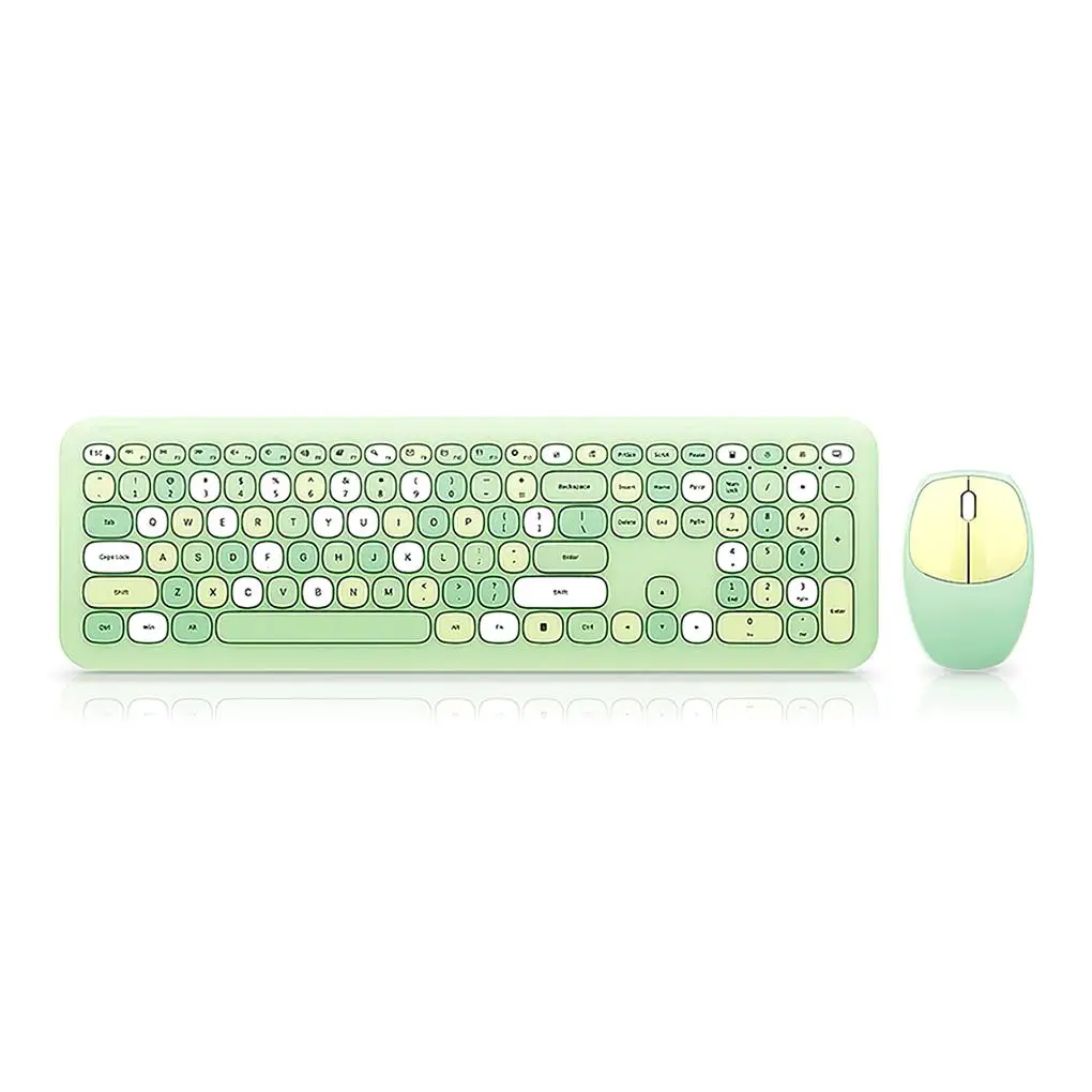 

Wireless Keyboard Set 2 4ghz 110 Keys Mute Power-Saving Mixed Color Keyboard And 1200dpi Mouse