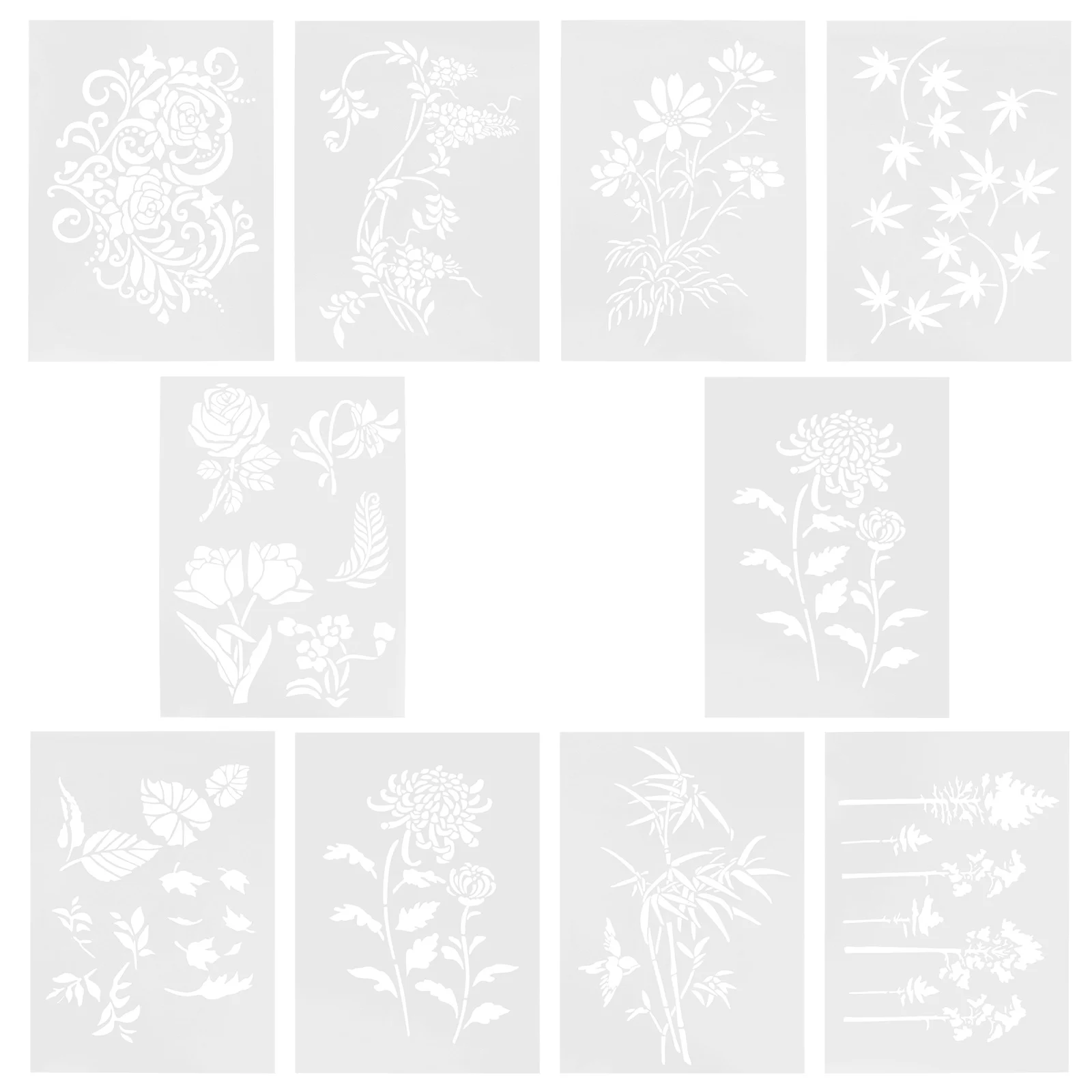 

10pcs Leaves Romantic Hollow Painting Stencils DIY Painting Template DIY Template