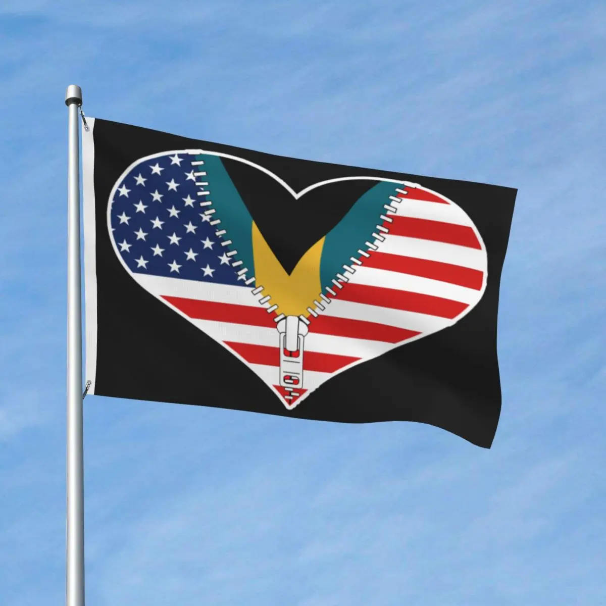 

Драпировка с американским флагом и металлическими люверсами ярких цветов