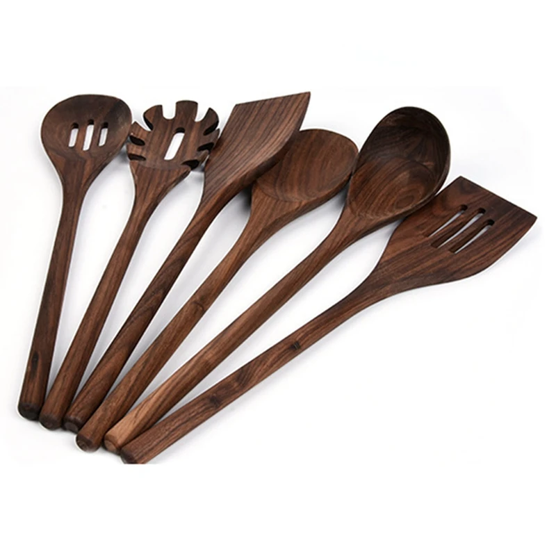 

JEYL 6 PCS Teak Wooden Kitchen Cooking Utensils, Non-Stick Spoons And Spatula Cookware For Home And Kitchen