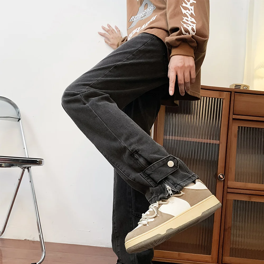 High Street Jeans Y2K Men Brown Color Wide Leg Baggy Denim Casual Hip Hop pantalon homme Straight American Style Trousers