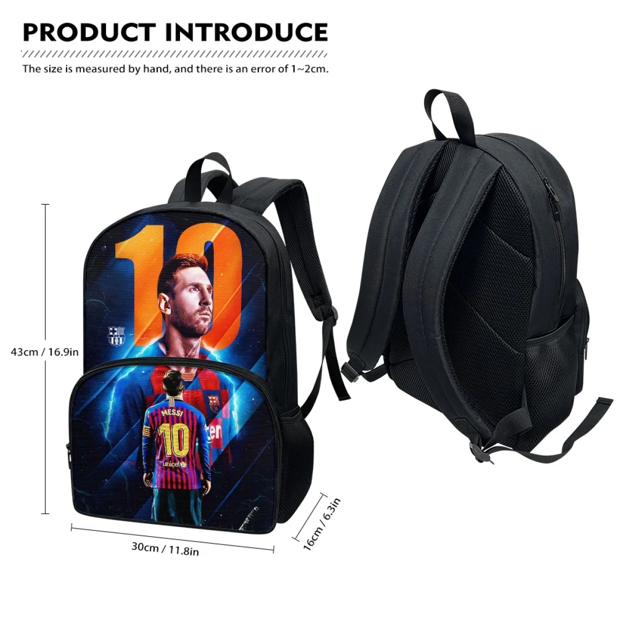 FORUDESIGNS Football Player Print Number 10 Schoolbag Book Bags for Fan Adults Boys Girls Backpacks Children Custom Design Gifts