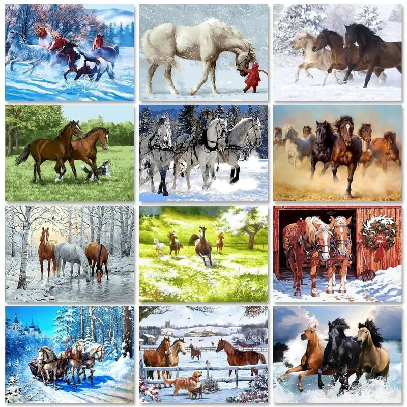 

SDOYUNO Painting By Numbers Horse DIY Oil Paint By Numbers On Canvas 60x75cm Frameless Number Painting Home Decor