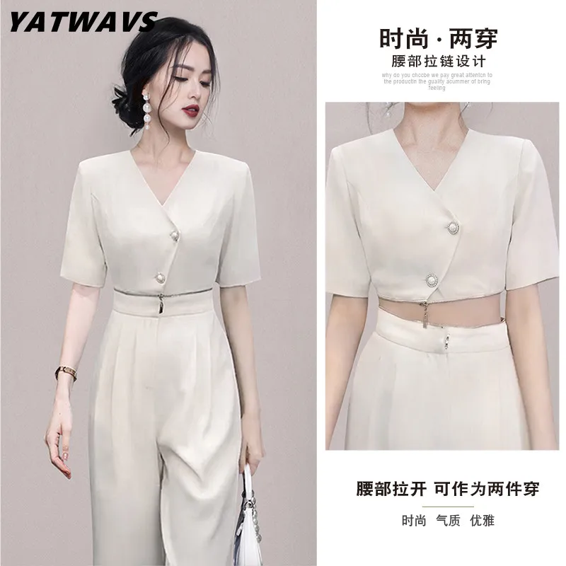 

Модный женский летний комбинезон с V-образным вырезом, дизайнерский спортивный костюм на молнии с открытой застежкой, женские темпераментные деловые комбинезоны