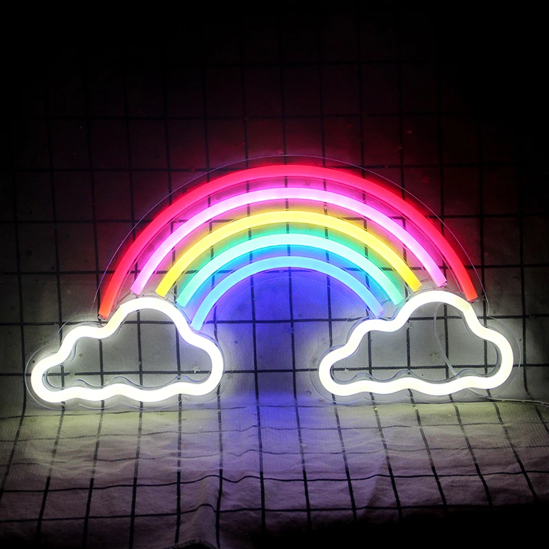 Colorful cartoon Rainbow Cloud Shaped Neon Wall Hanging Art Room Decoration Bedroom Party Store Christmas Birthday Club Gifts