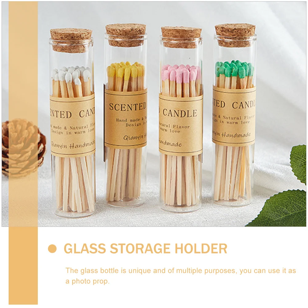 

24 Pcs Match Bottle Glass Vial Storage Powder Vials Clear Cork Liquid Little Bottles Wood Mini Sample Sampling