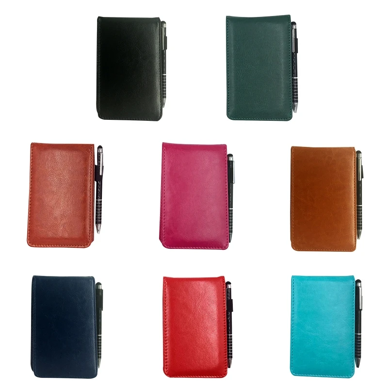 

H05B Pocket Memo Notepad A7 Leather Cover Stylus Pen Notebook for Office Work Travel
