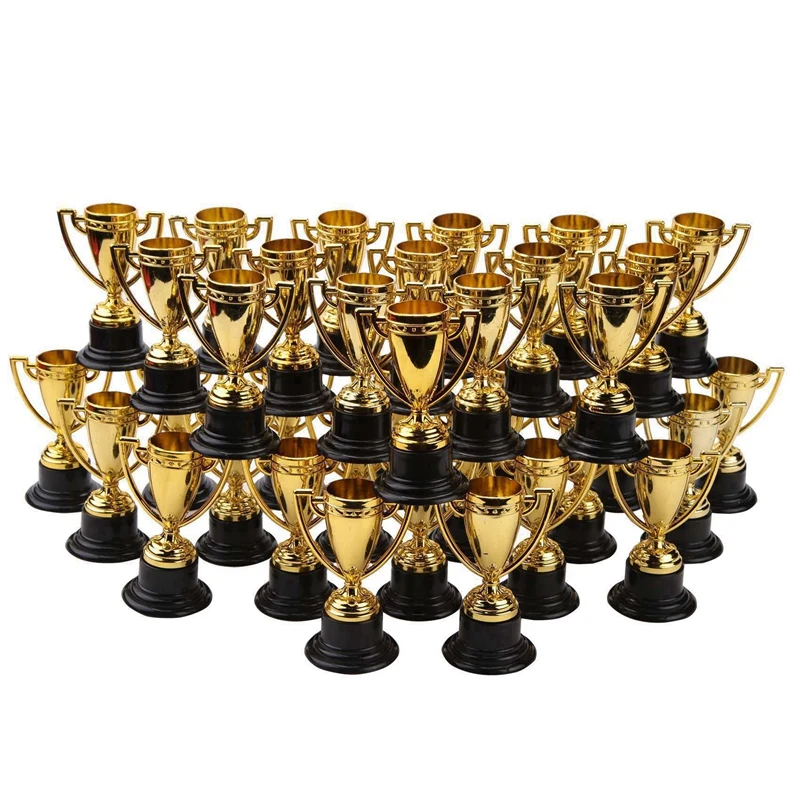 

80Pcs Golden Award Trophy Cups Plastic Gold Trophies Mini Awards And Trophies Kids Classroom School Rewards Sports