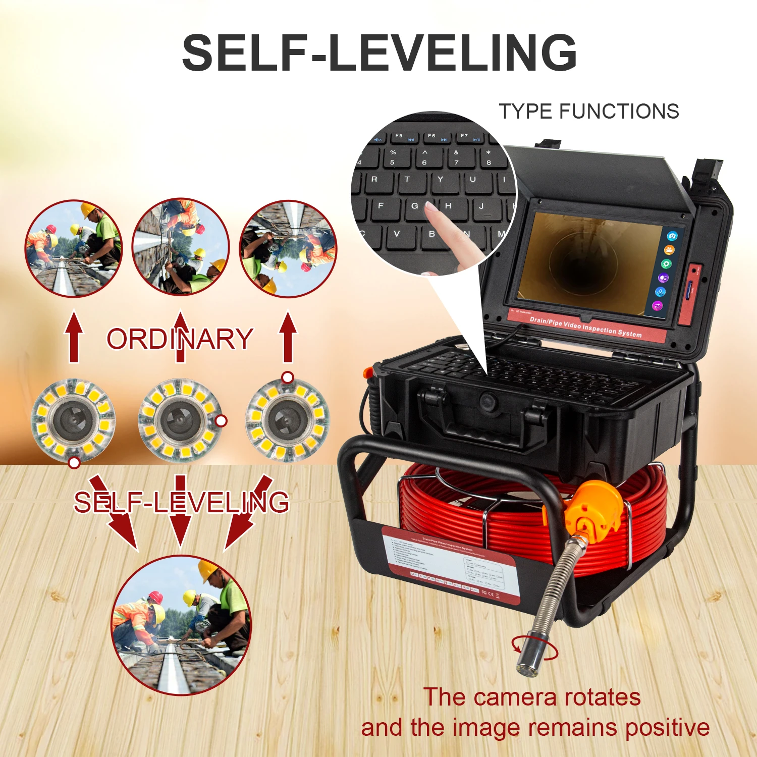 Продажа Камера для осмотра труб 10,1 + самовыравнивающийся локатор 512 Гц + приемник видео + Запись звука 8X увеличение изображения + Счетчик измерителей