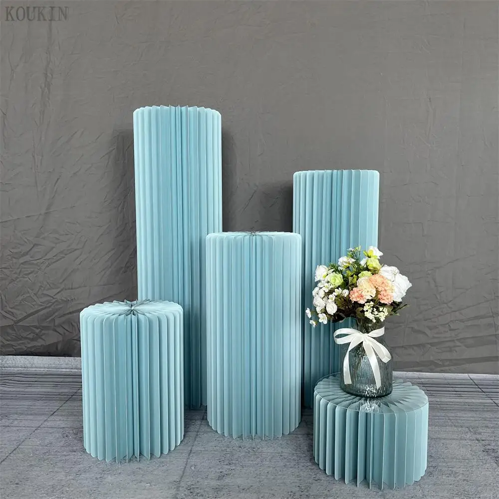 

New Wedding Props Origami Cylinder Cake Dessert Table Folding Roman Column Ornaments Party Decor Wedding Stage Road Layout Decor