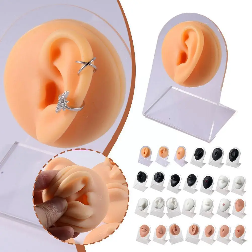 1pc 1:1 Body Jewelry Silicone Ear Nose Model Professional Piercings Earrings Practice Display Be Studs Reused Can Ear Tools X4A1