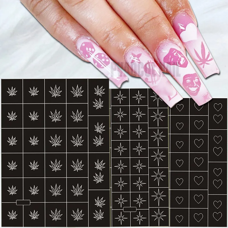 

Luxury Design Nail Stamping Stickers Airbrush Nail Art Printing Stencil Decal Sheet Template Self-Adhesive Sliders Manicure Tool