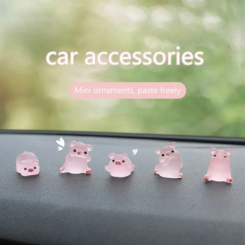 

6Pcs Car Dashboard Pig Dolls Figures Stylish Car Interior Ornament Pig Doll Home Garden Decor Cartoon Ornaments Gifts
