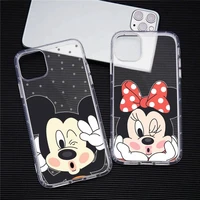 cute mickey minnie mouse phone case for iphone 13 12 11 pro max mini xs 8 7 plus x se 2020 xr transparent soft cover