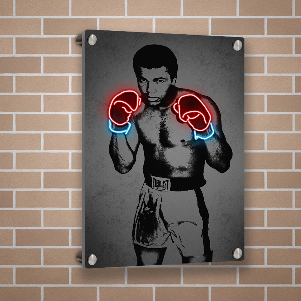 Известный боксерский плеер Ali портрет холст живопись неоновый эффект настенный