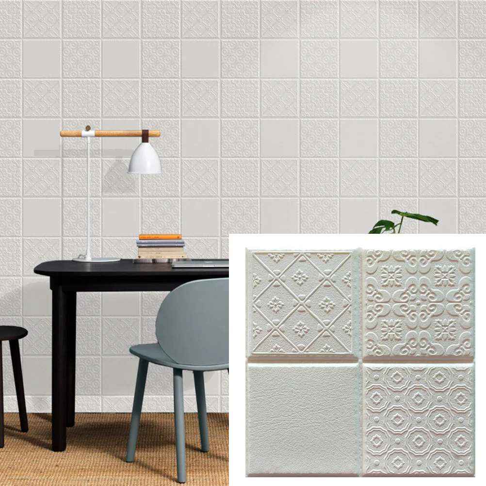 

Tile Stickers Kitchen Wall Peel Stick 3D Simple Style European Square Backsplash Decorative Adhesive Selfdecals Easy