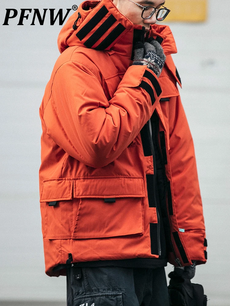 

Мужская осенне-зимняя куртка с капюшоном и трехмерным карманом