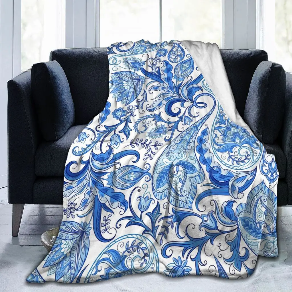 

Vintage Abstract Flowers Pattern Super Soft Warm Fuzzy Plush Blanket for Sofa Couch Chair Living Room King Size Throw Blankets