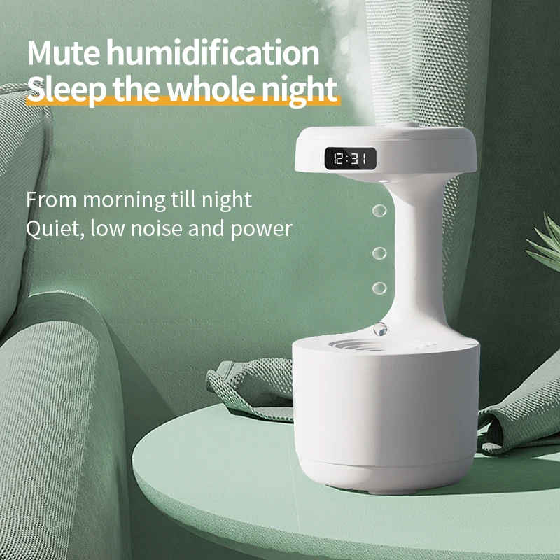 

800ML Air Humidifier Home Anti-Gravity Water Droplets Ultrasonic Cool Mist Maker Fogger with LED Display Office Bedroom Desktop