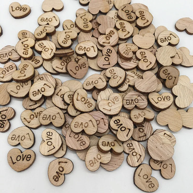 

100Pcs Mini Wooden Love Heart Wedding Decoration Scatter DIY Scrapbooking Craft Accessories Wedding Birthday Table Party Decor