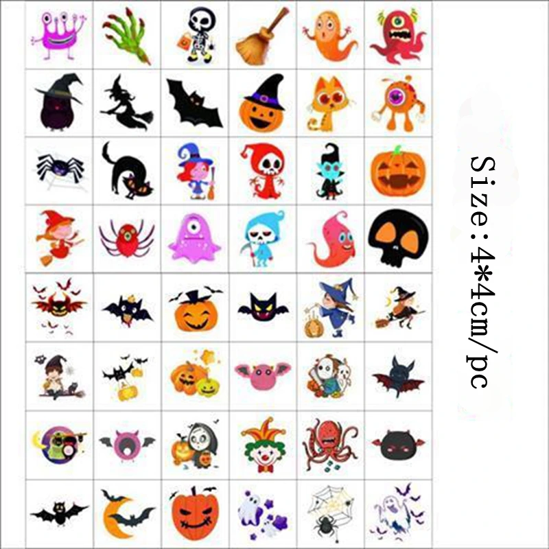 

Sdotter 20pc/Lot Children's Halloween Tattoo Sticker Ghost Pumpkin Cartoon Waterproof Art Fake Tattoo Cute Face Temporary Tattoo