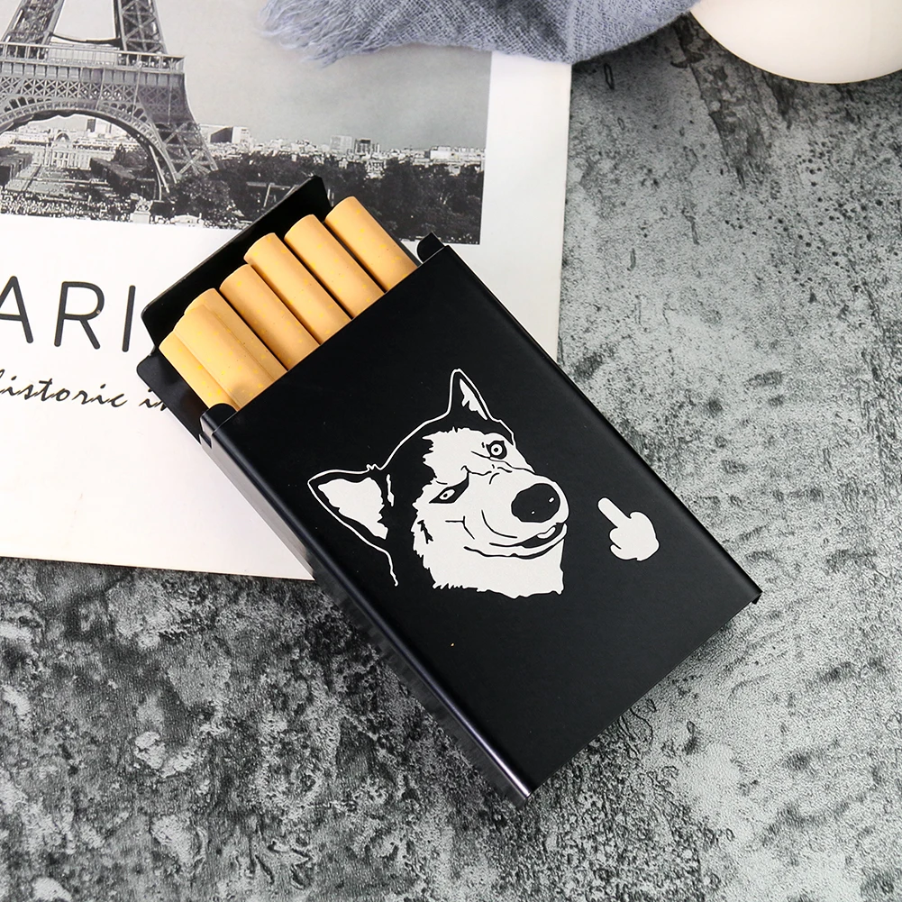 

Interesting Metal Husky Cigarette Case Portable Smoking Cigarette Holder Storage Container Men's Birthday Gift