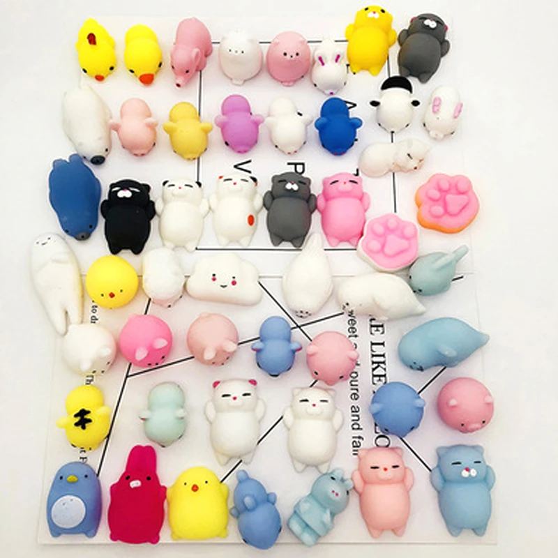 

20Pcs/lot Cute animal squeeze toy Mini Change Color Squishy Anti-stress Ball Squeeze Soft Sticky Stress Relief Funny Gifts