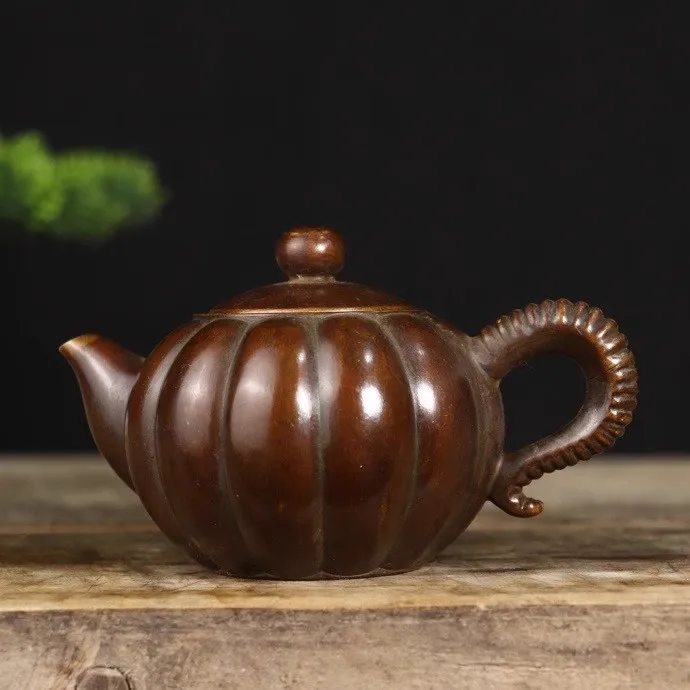 

Vintage Purple Copper Pumpkin Wine Pot Decorative Ornaments