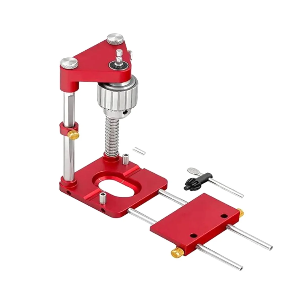 

Woodworking Drill Locator Tool - DIY Aluminum Alloy Base Positioner Drilling Tool Carpenter Locator Drilling Guide-Red