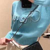 2021 autumn and winter new letter embroidery pullover sweater women round neck long sleeve loose fashion trend top women jumper