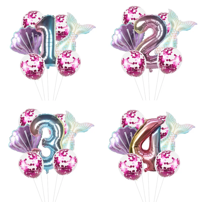 

Mermaid Party Decoration Balloons Little Mermaid Number Balloons Kids 1st Birthday Party Under The Sea Party Decoration Supplies