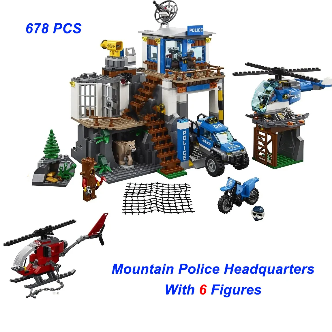 

In stock Mountain Police Headquarters 678pcs 10865 Building Blocks Toy City Series Assembled Bricks Children's Toy Birthday Gift