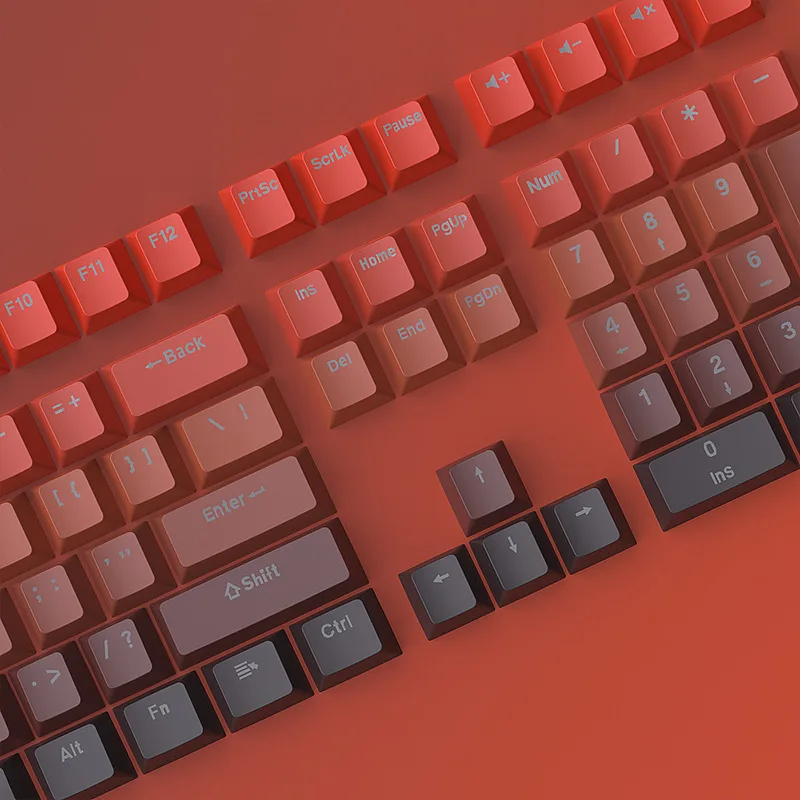 130-клавишные градиентные колпачки Lucky Red с RGB-подсветкой блестящие для клавиш