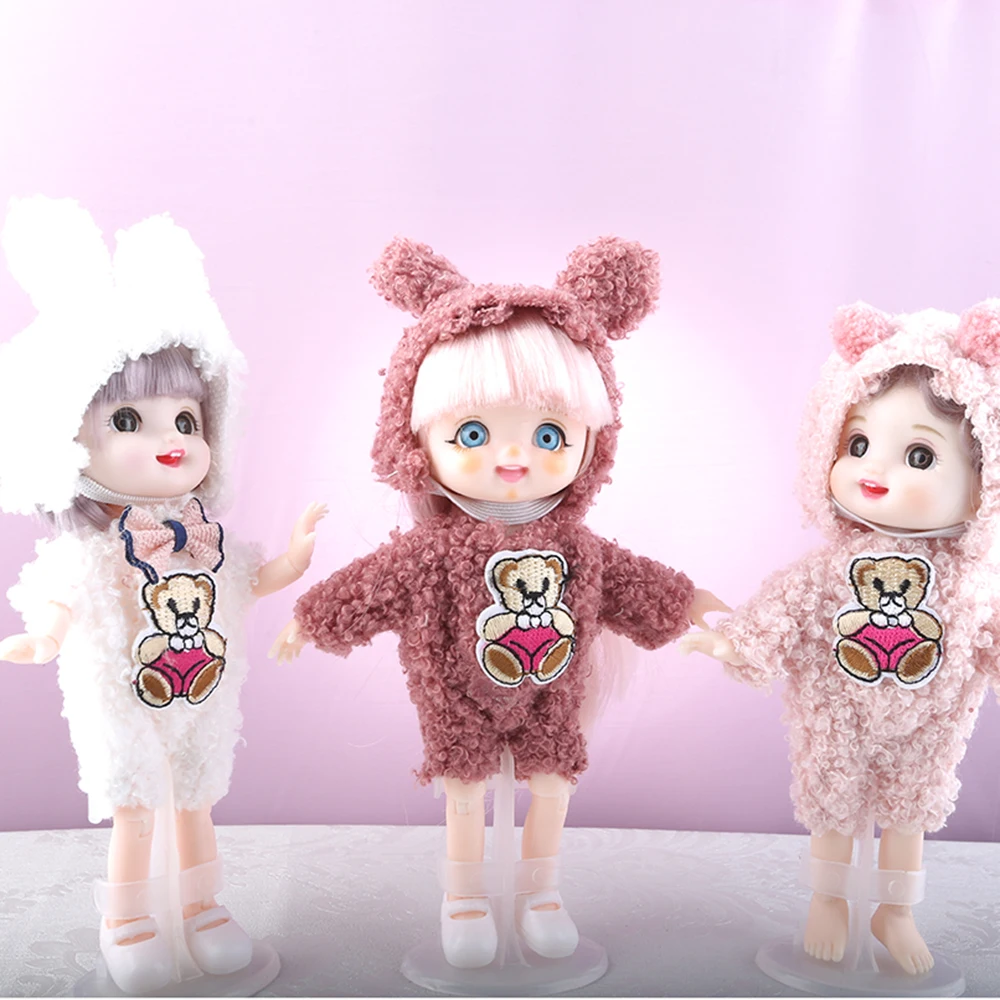 

anime bjd doll clothes 16cm 13 Moveable Joint Dolls Long Hair 3D Eyes bjd Toy Little Girl Dress Up Make Up Toys Girls Gift Dolls