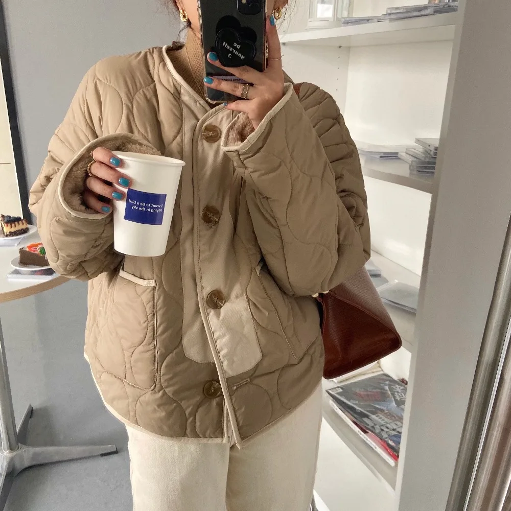 2023 New Outwear Winter Jacket Warm OL Work Coats Thick Warm Women Parkas Double Wear Faux Lamb Wool Liner Parka Female Coat