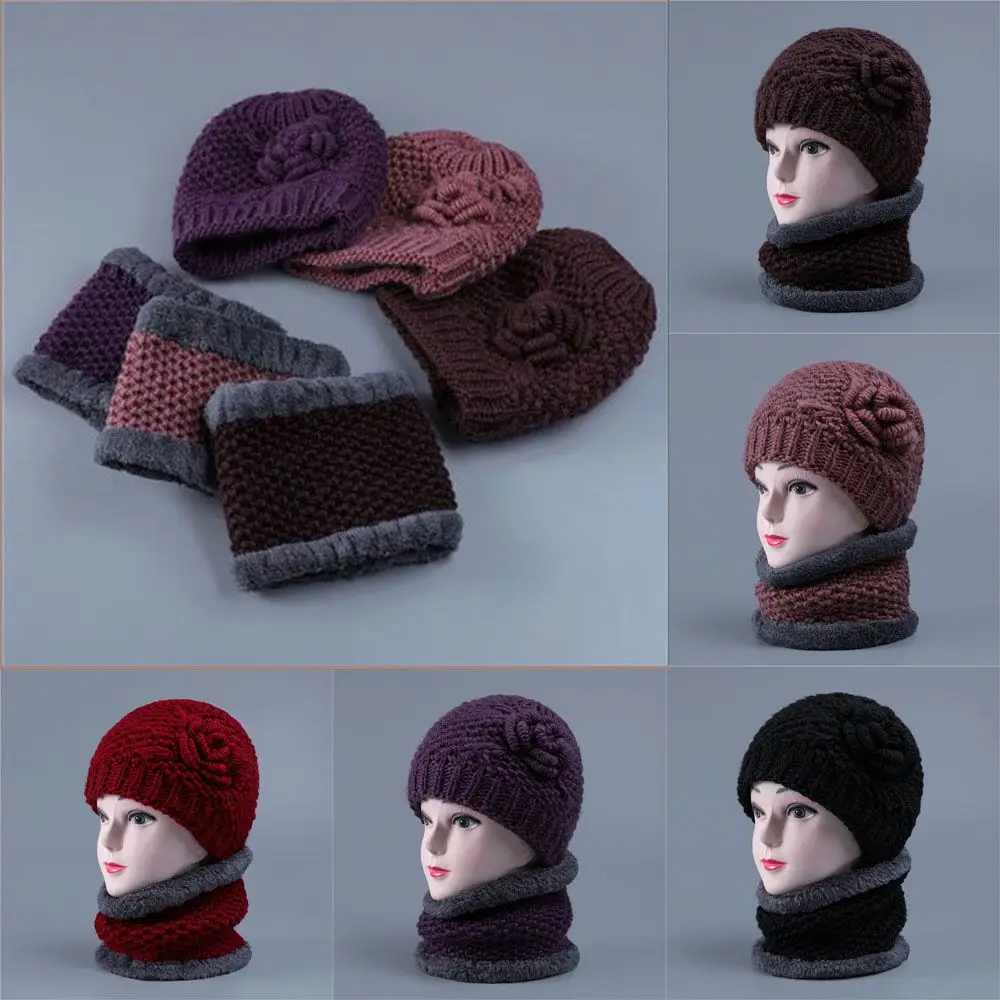 

New Winter Warm Mother Hat Balaclava Beanie Woolen Knitted Elder Women Warm Hat Granny Cap Middle Age Lady Cap