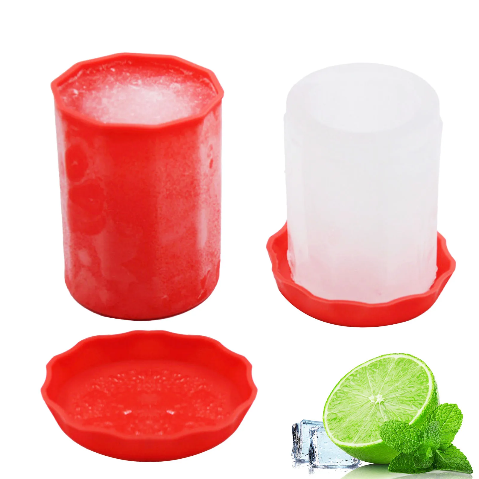 

Трафареты для льда с крышкой, Красный поднос для льда из пищевого силикона для кухни, дома, бара, легко снимается, поднос для льда, Прямая пос...