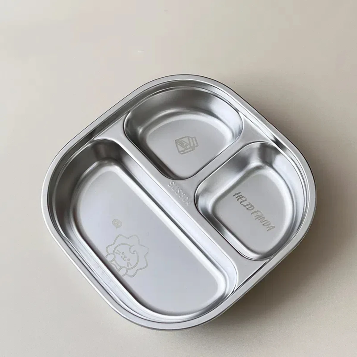 

WORTHBUY Милая Обеденная Тарелка Из Нержавеющей Стали 304, Универсальный Поднос Для Еды С 3/4 Отделениями