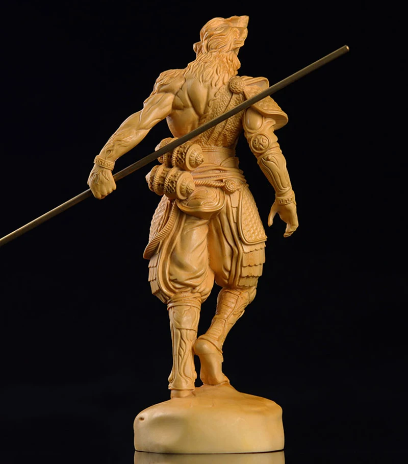 GY007-16x7 3 4 Король обезьян самшит резьба по дереву фигурка Укун скульптура фэн-шуй