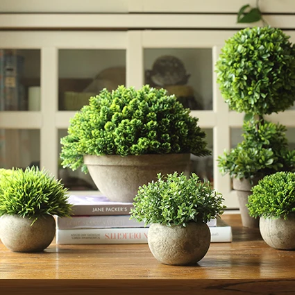 

Simulation of Green Plants Potted Small Fake Flower Ball Ornaments Table Decoration Landscaping Potted Flower Desktop Furnishing