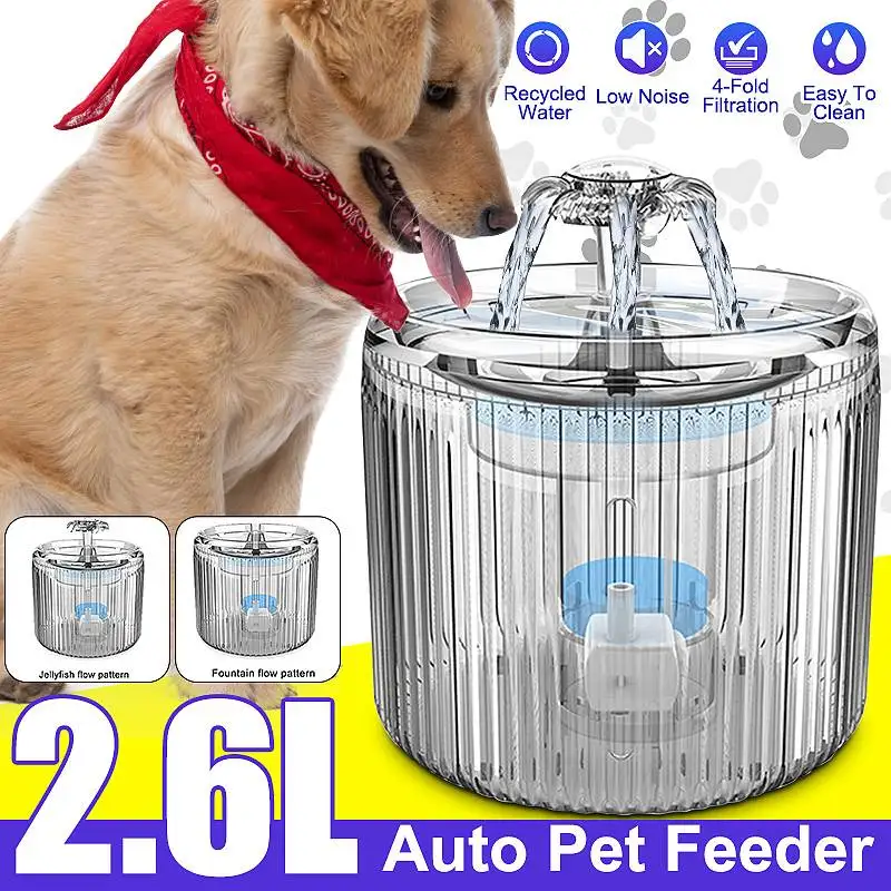 

2.6L New Pet Water Fountain Cat Water Dispenser Automatic Drinking Machine Fountain Pet Water Feeder with LED Light for Cats Dog