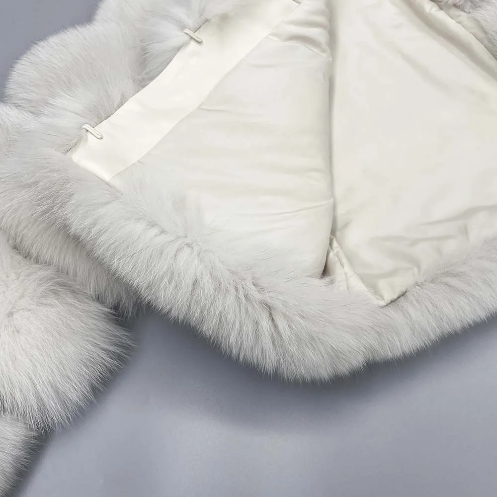 JANEFUR Real Fur Coat Women 2023 Full Sleeve Luxury Fox Fur Jackets Wholesale Custom Ladies Winter Outerwears