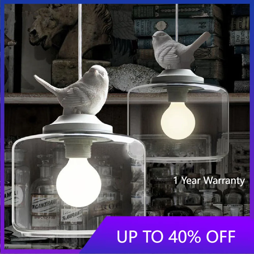 

Modern Glass Pendant Lamp Lanterns Restaurant Droplight Nordic Bird Hanglight Creative Personality Retro Chandeliers