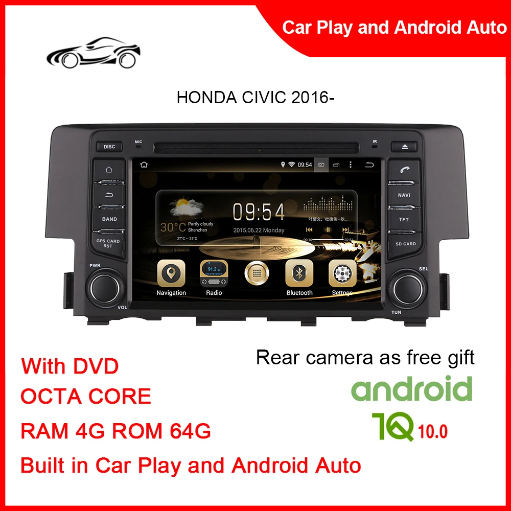 

Автомобильный GPS-навигатор CUSP, большой экран для HONDA CIVIC 2016 дюйма, ОЗУ 4 Гб, ПЗУ 64 ГБ, Android, автомобильный радиоприемник 7 дюймов, двойной Din, автомобильный стерео, Apple, навигация, DVD