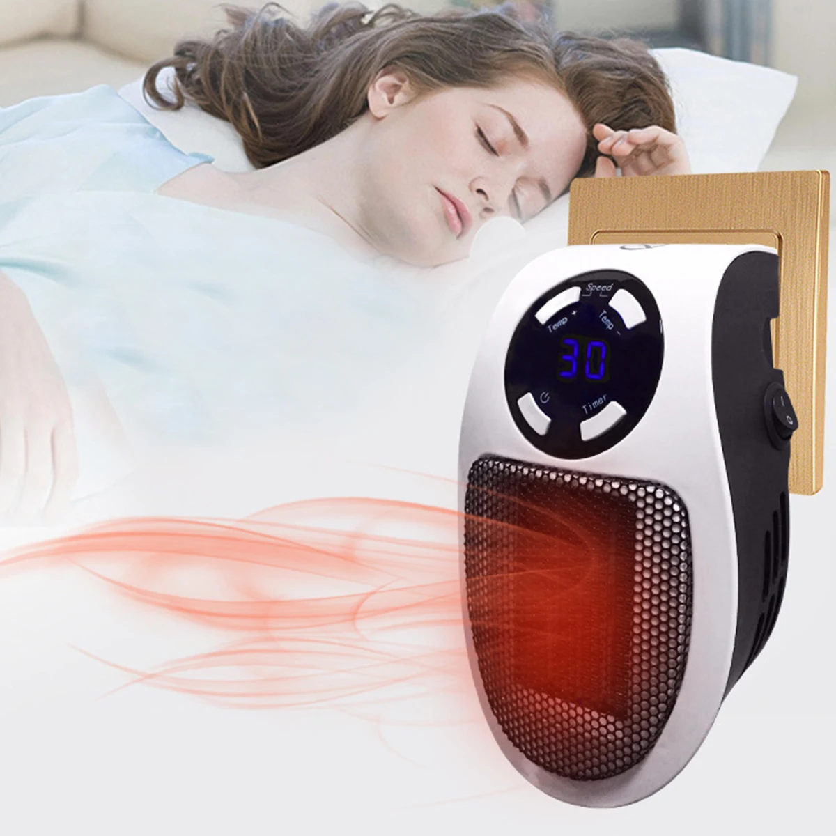 

Mini Space Heater Plug In Wall Heater for Home Office UK PLug Electric Fan Heater Portable Fast Heater Fan Stove Room Warmer