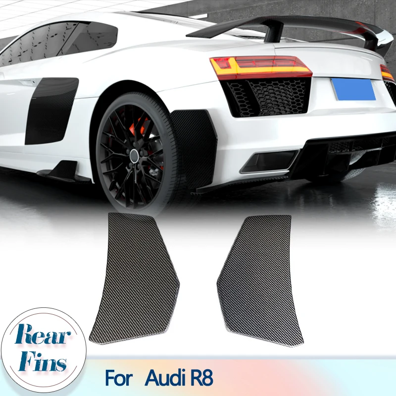 

Car Rear Bumper Canards Fins For Audi R8 Coupe Convertible 2-Door 2016- 2018 Carbon Fiber Rear Splitters Side Air Fenders Trim