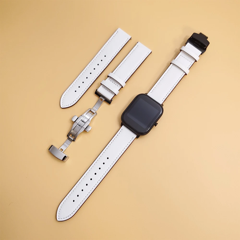 Butterfly buckle Leather strap For Xiaomi watch color sports edition bracelet Mi watch watchband replaceable accessories band