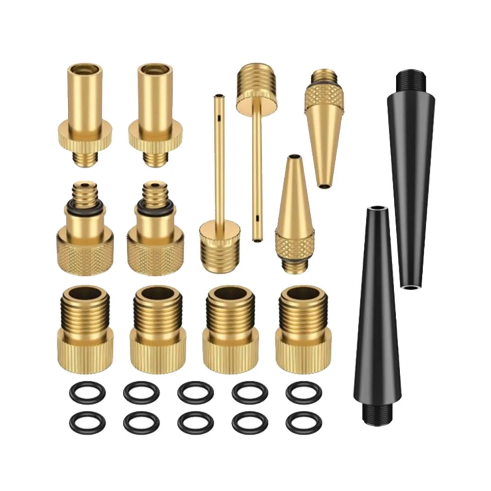 

24pcs Premium Brass Valve Adapter Bike Tire Valve Adapters Ball Pump Needle Adapters Kit as Inflation Devices and Accessories